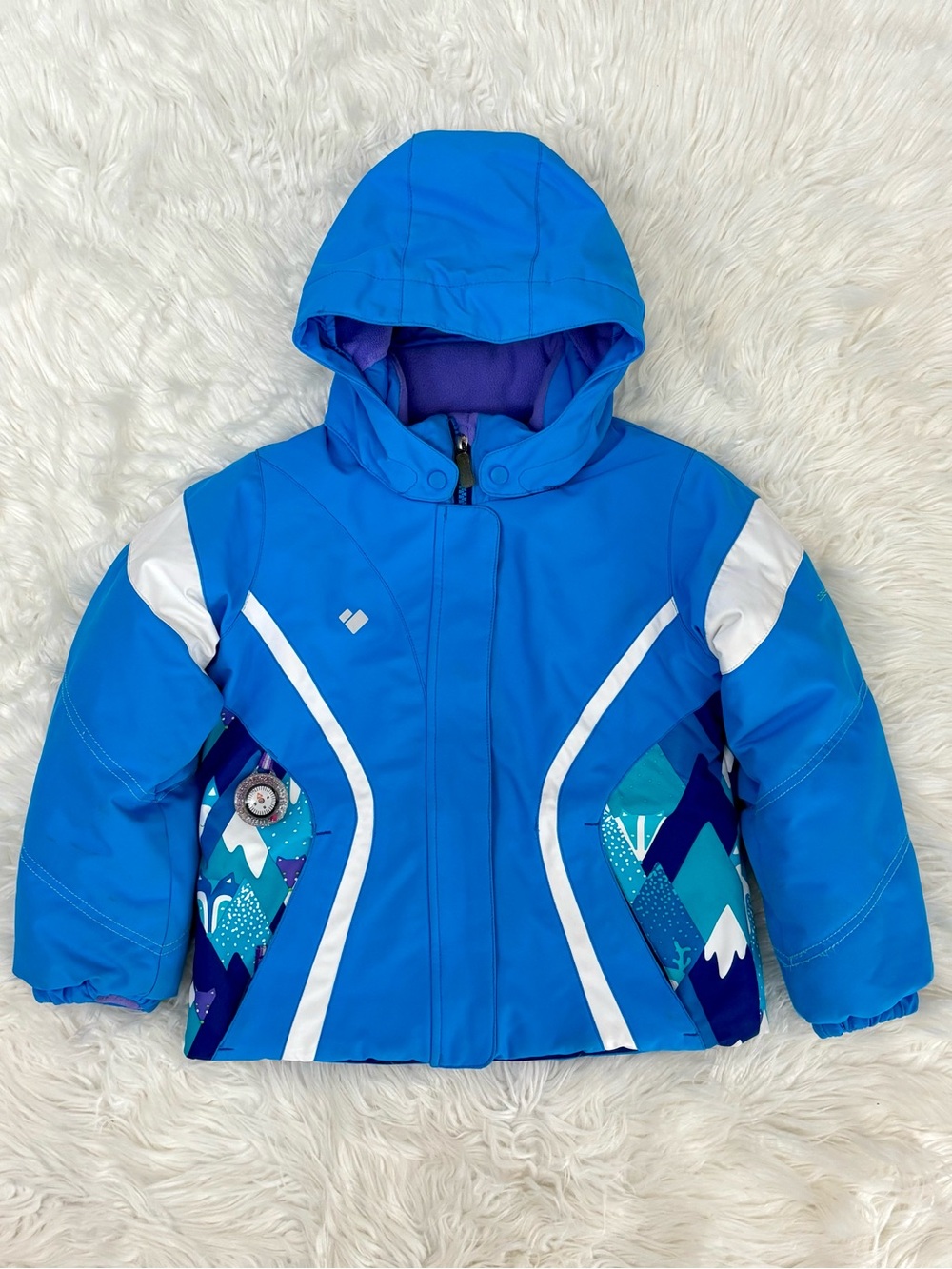 Obermeyer Aria Jacket Blue Insulated Hooded Winter Ski Coat Little Girl’s Size 6